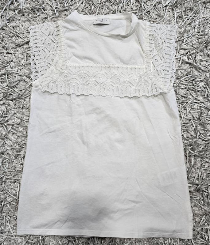 Damen Sandro Paris Bluse Weiß Baumwolle S