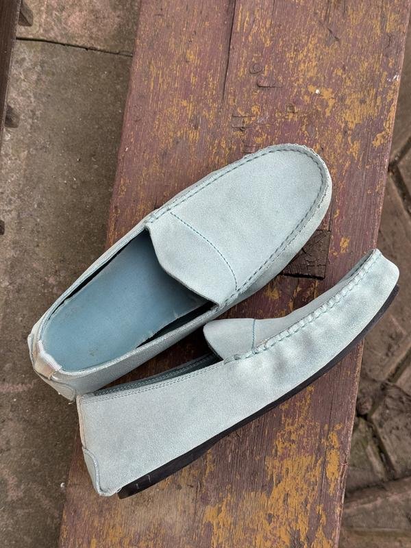 Women Gucci Loafers Blue Suede 38.5