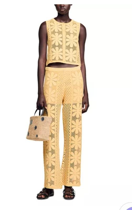 Damen Sandro Paris Hose Gelb Baumwolle 44