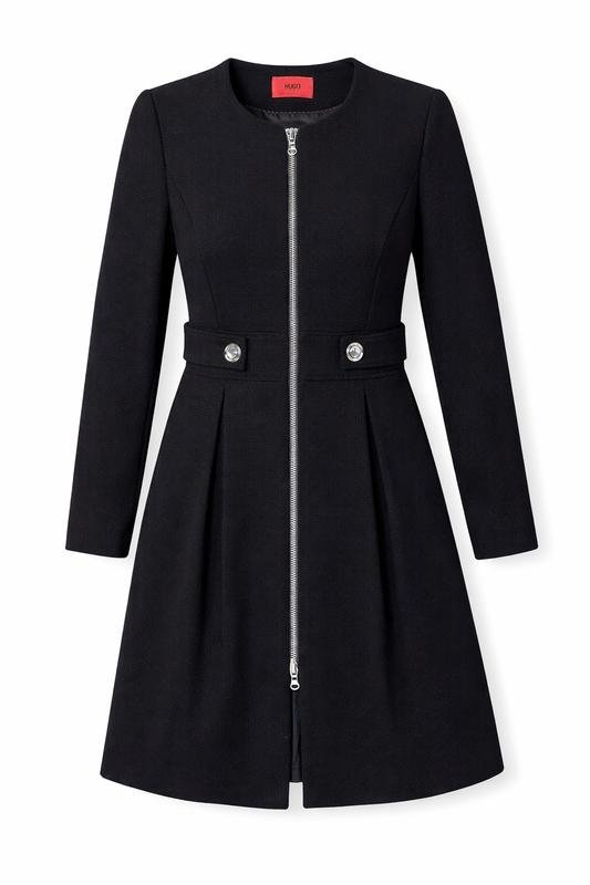 Damen Hugo Boss Mantel Schwarz Wolle S