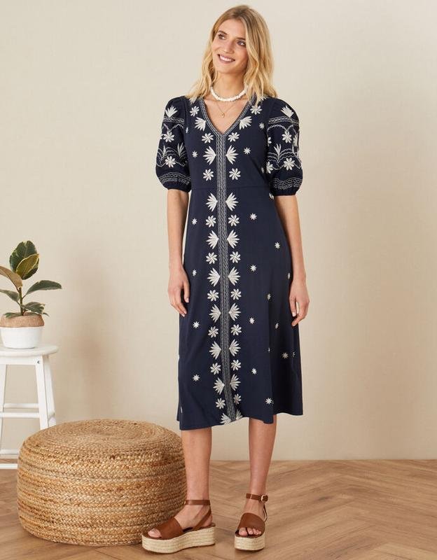 Damen Monsoon Kleid Weiß Strick 48