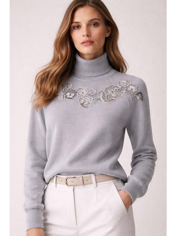 Damen Reiss Pullover Grau Denim L