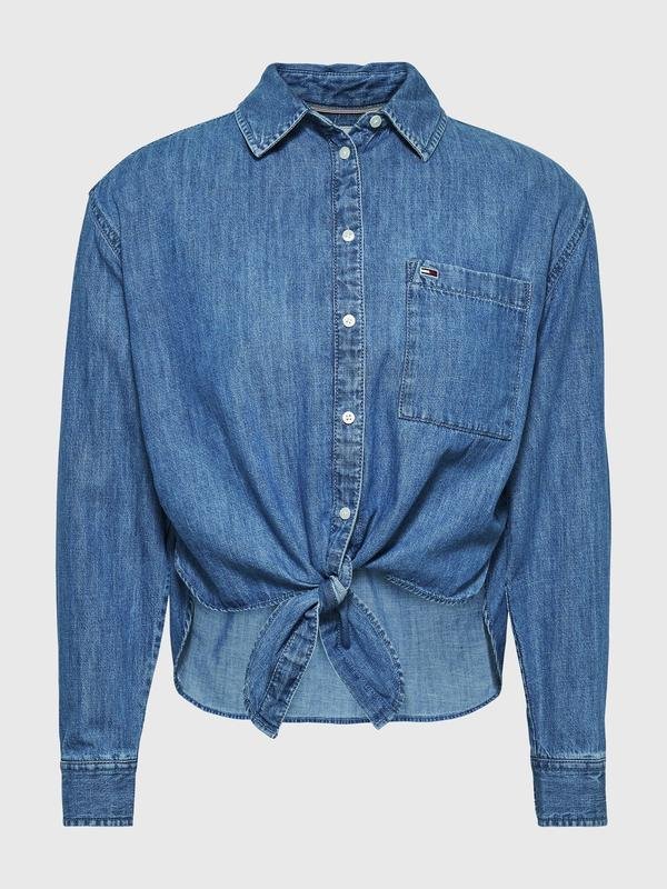 Donna Tommy Jeans Camicia Blu Navy Cotone L
