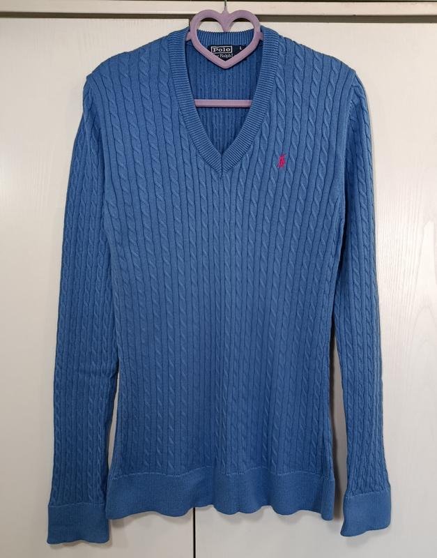 Donna Polo Maglione Blu Navy Cotone L
