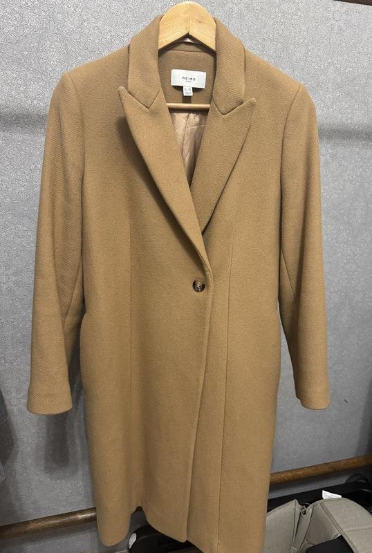 Damen Reiss Mantel Beige Wolle XS