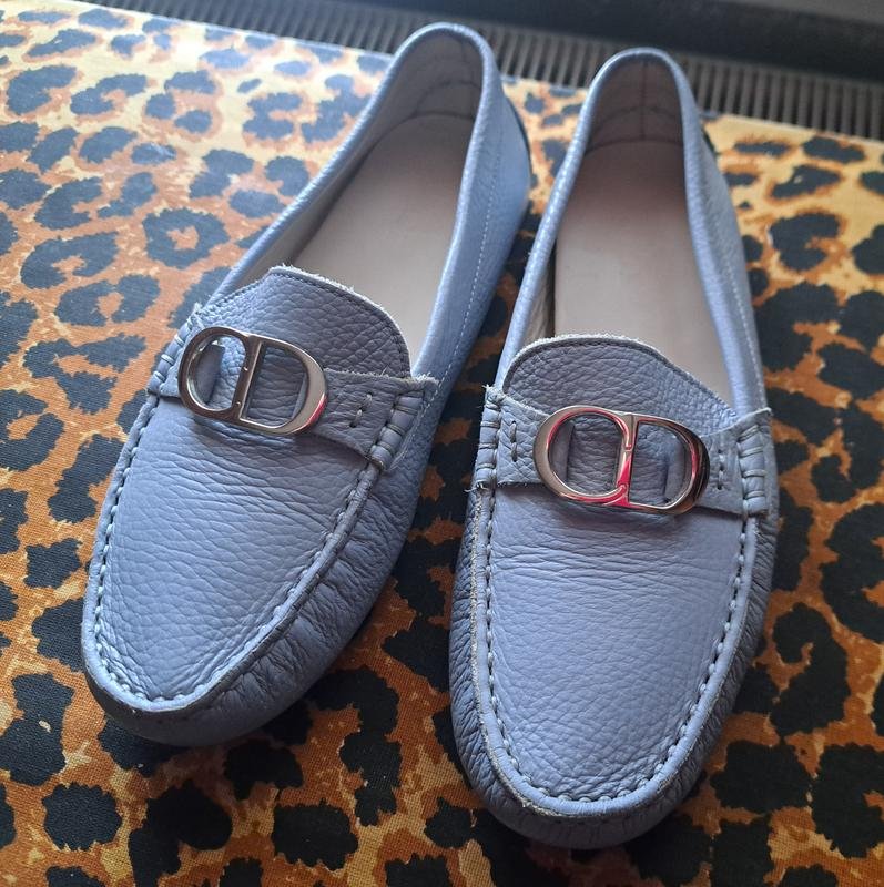 Donna Christian Dior Mocassini Blu Pelle 36