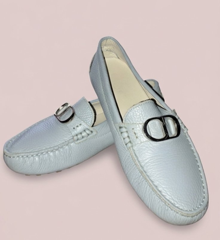 Donna Christian Dior Mocassini Blu Pelle 36