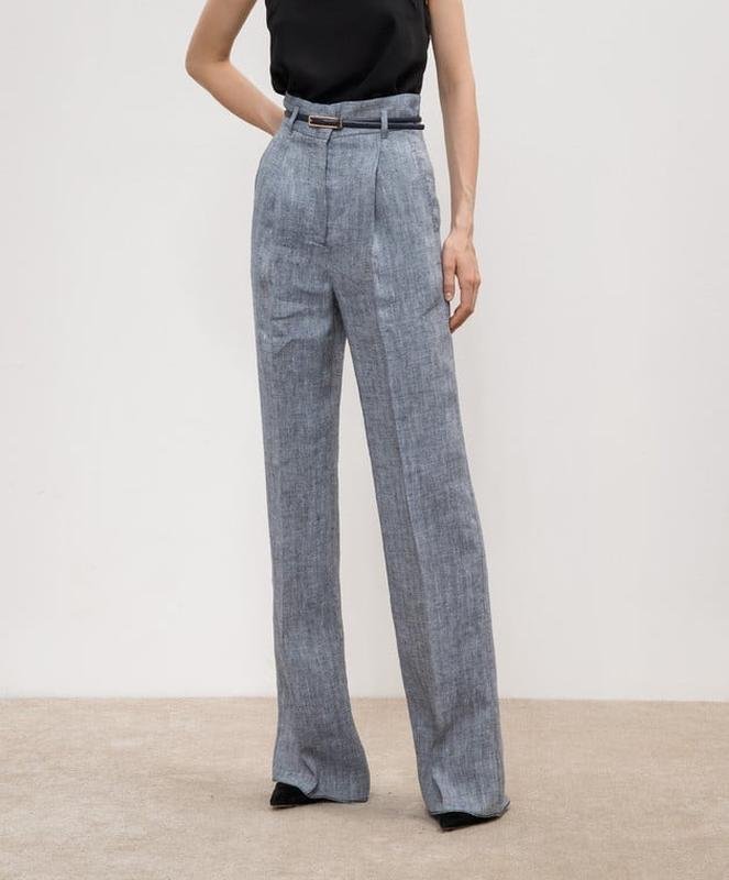 Женские Max Mara Брюки Голубые Лен 40