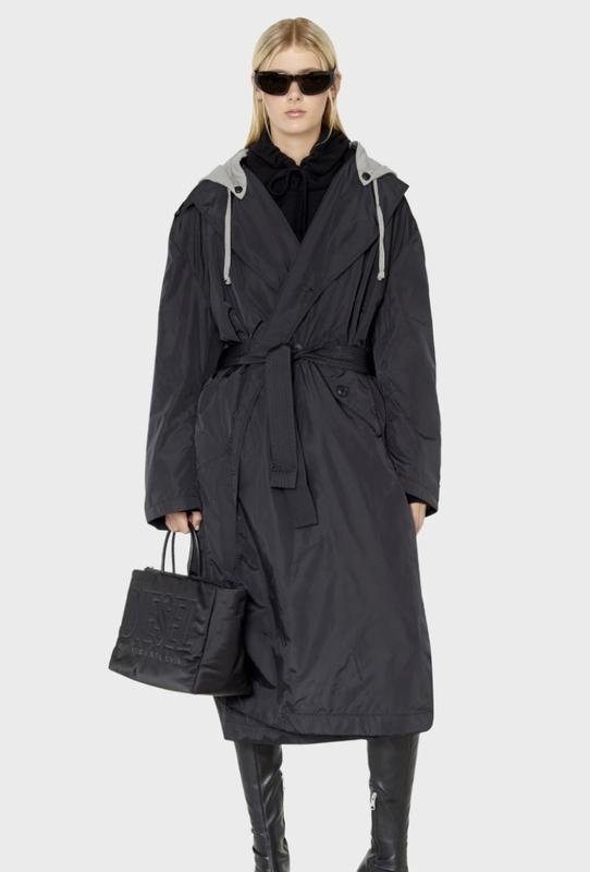 Damen Diesel Trenchcoat Schwarz S