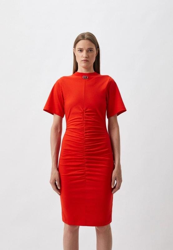 Women Karl Lagerfeld Dress Red Cotton M