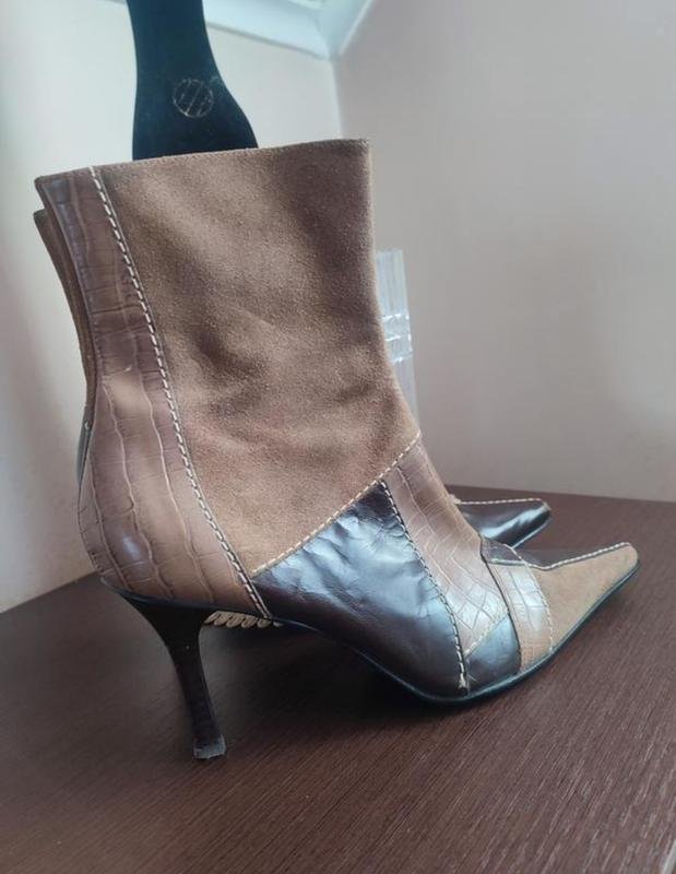 Women Nine West Ankle Boots Beige Leather 38