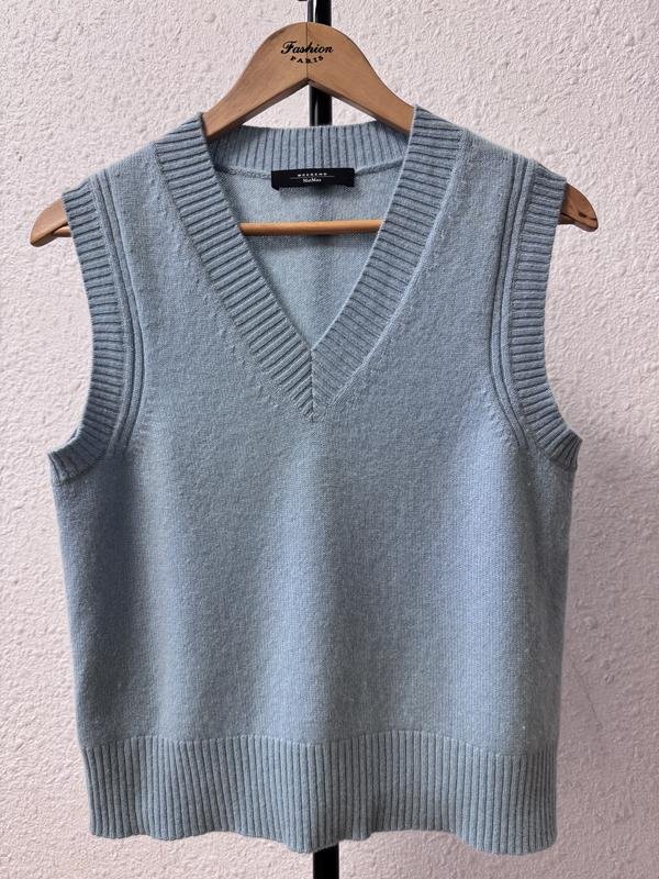 Женская Max Mara Жилетка Голубая Кашемир S