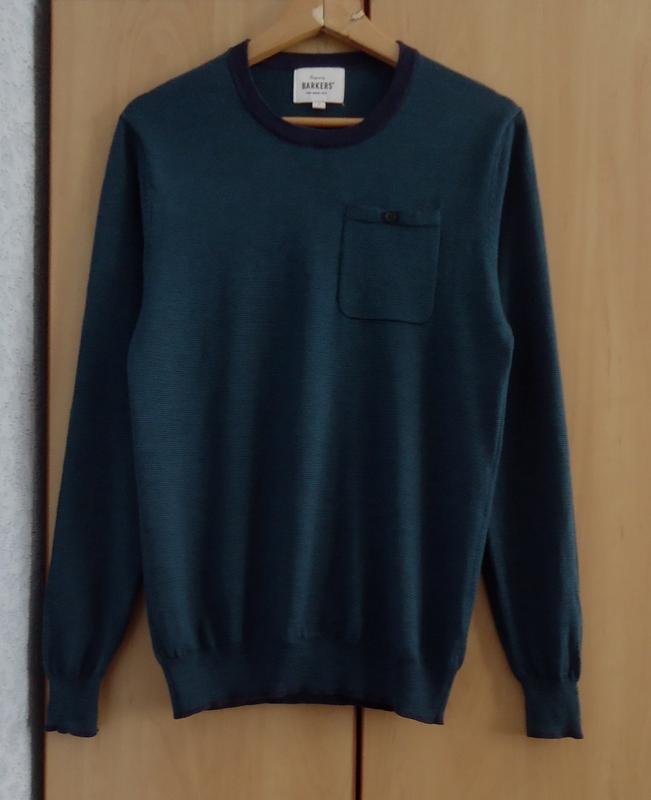 Homme Barker Pull Turquoise Laine 44