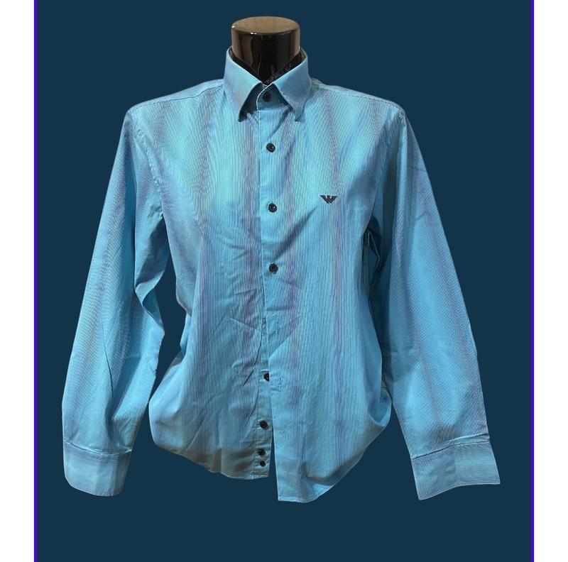 Homme Giorgio Armani Chemise Bleue Coton M
