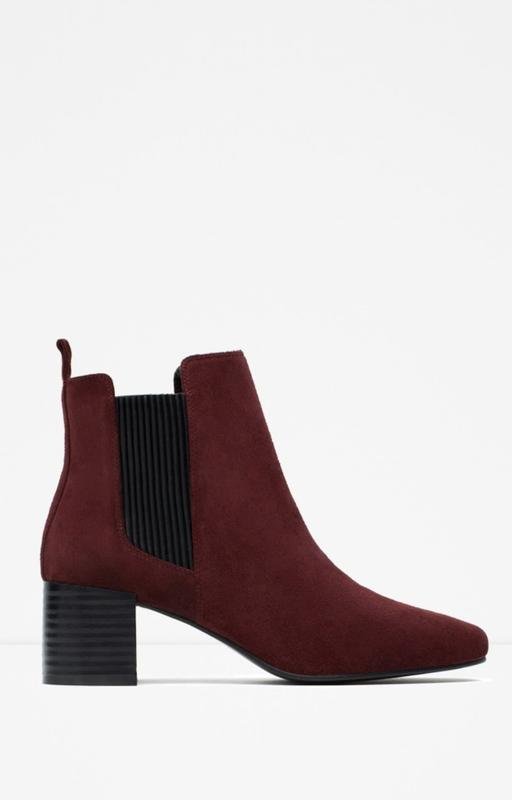 Женские ZARA Ботильоны Бордовый Замша 37