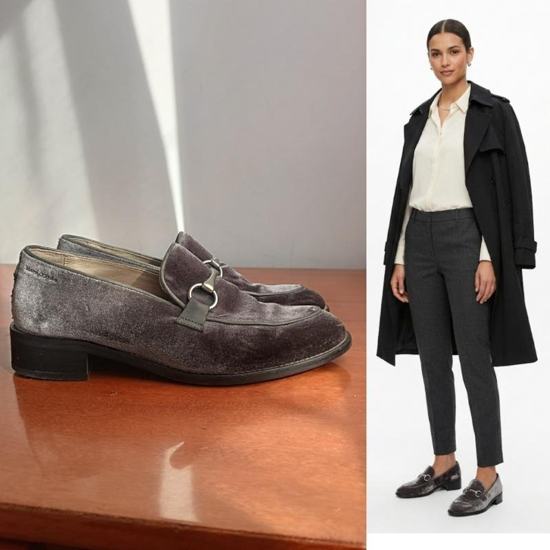 Damen Marc O'Polo Slipper Grau Velours 41