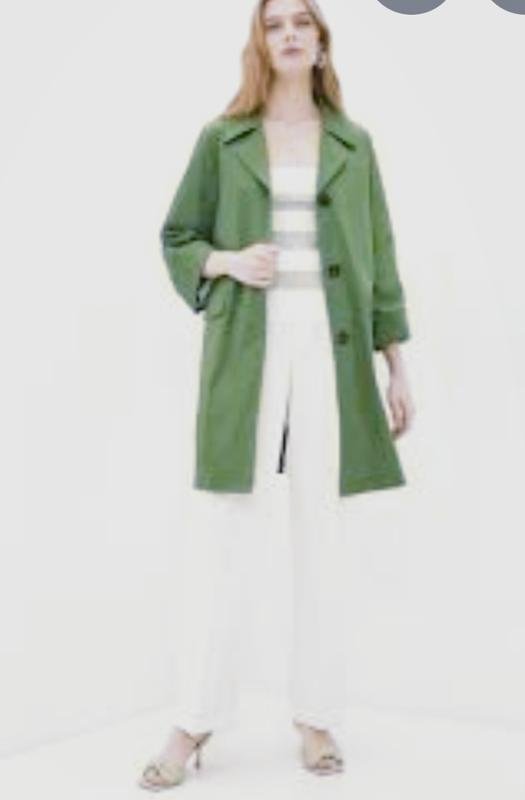 Women Nine West Trench Coat Green Cotton S