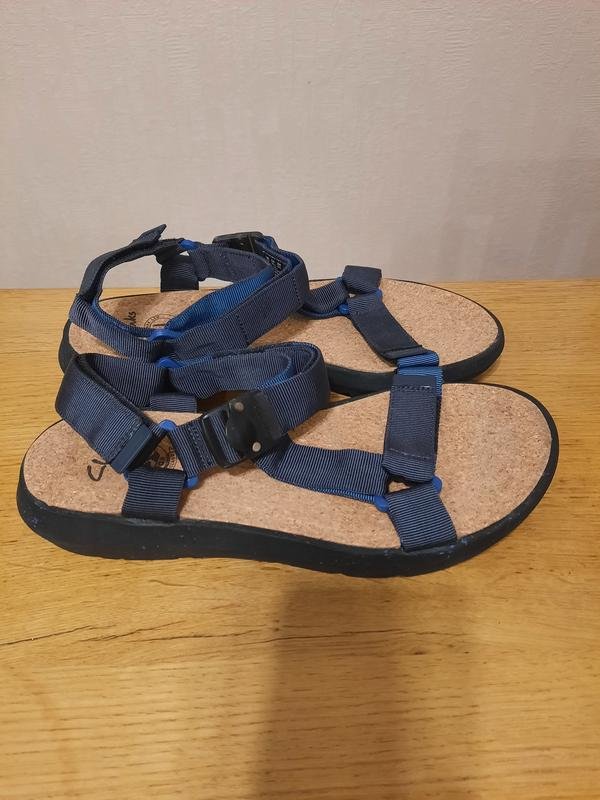 Men Clarks Sandals Navy Textile 42