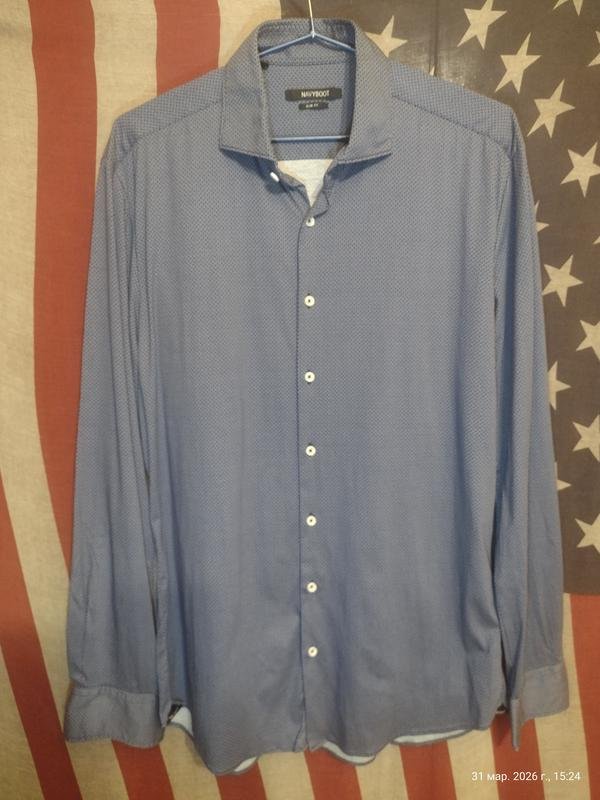 Uomo Navyboot Camicia Blu Navy Cotone M
