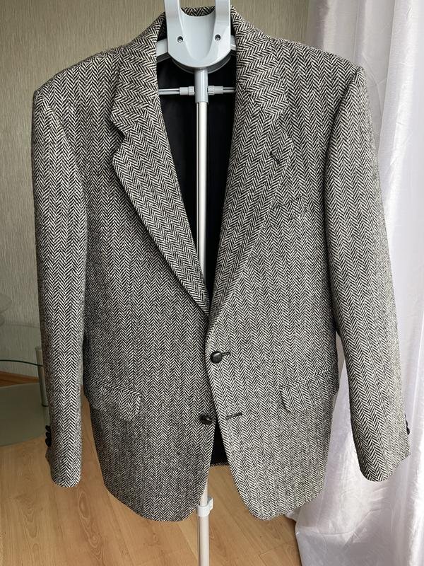 Мужской Harris Tweed Пиджак Серый Шерсть M