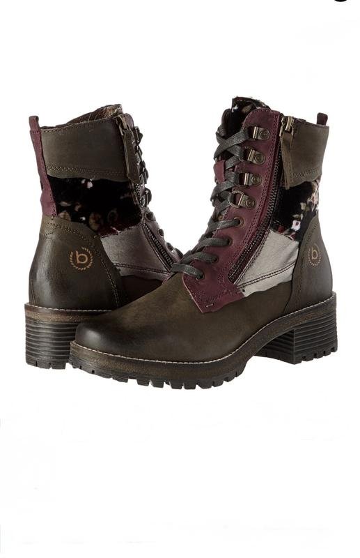 Женские Bugatti Ботинки Оливковый Бордовый Кожа 37