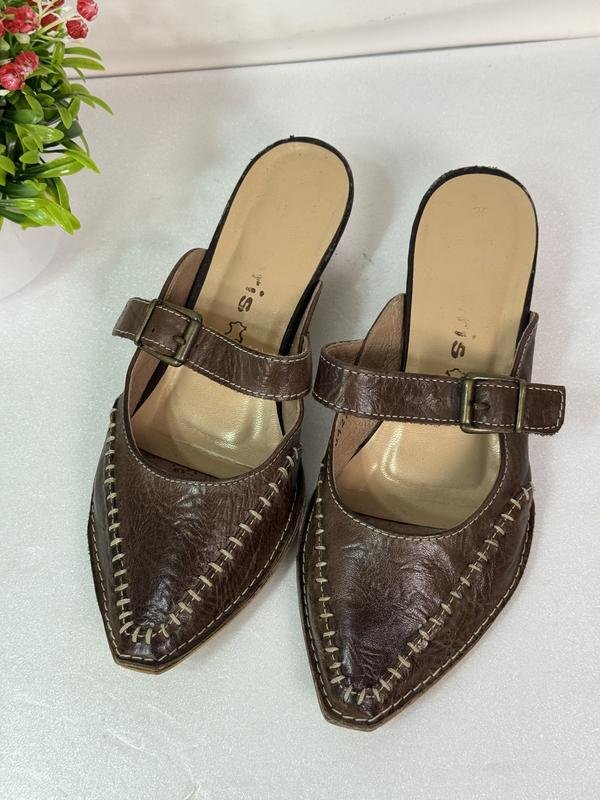 Women Tamaris Mules Brown Leather 36