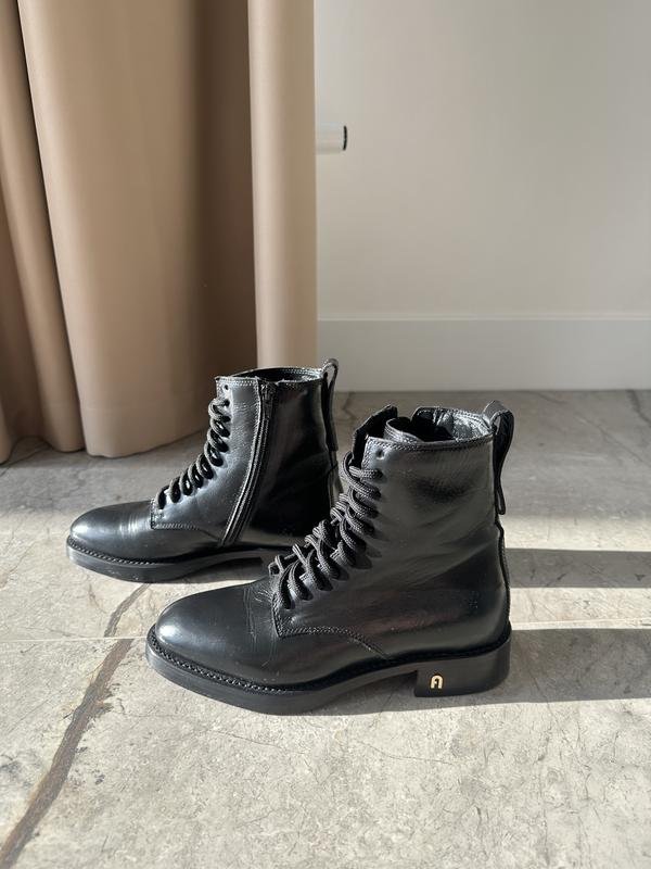 Damen Furla Stiefel Schwarz Leder 35