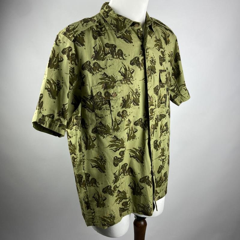 Men Image Safari Shirt Khaki Cotton L