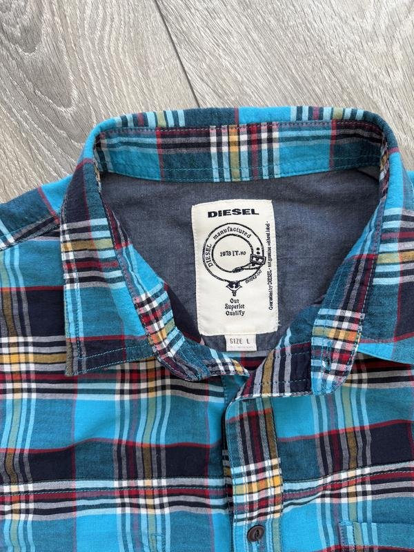 Мужской Diesel Рубашка Тёмно-синий Хлопок L