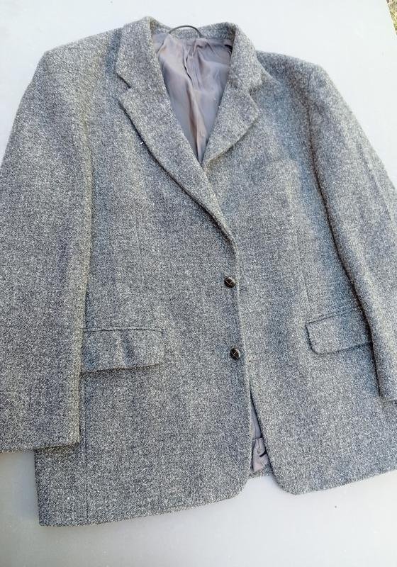 Мужской Harris Tweed Пиджак Серый Шерсть XL