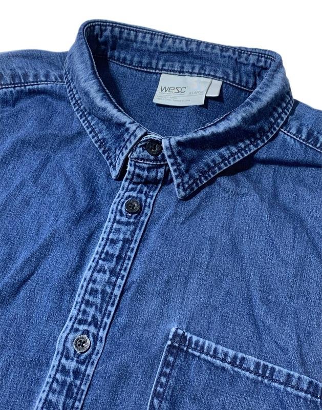 Мужской WeSC Рубашка Тёмно-синий Хлопок XL