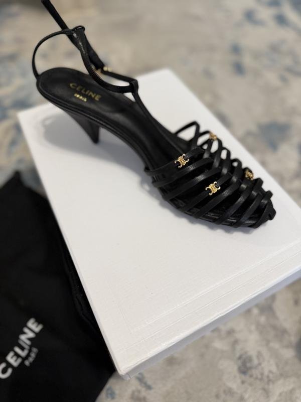 Женские Celine Босоножки Чёрный Кожа 39