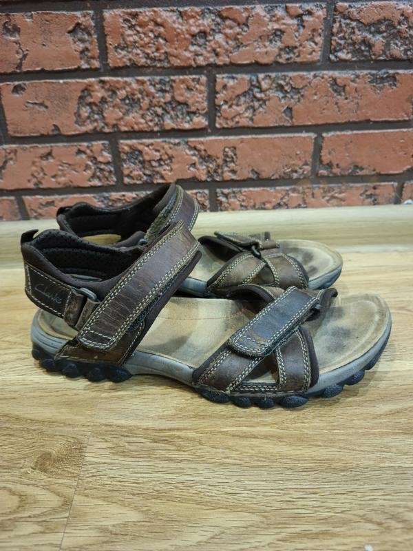 Men Clarks Sandals Brown Leather 43