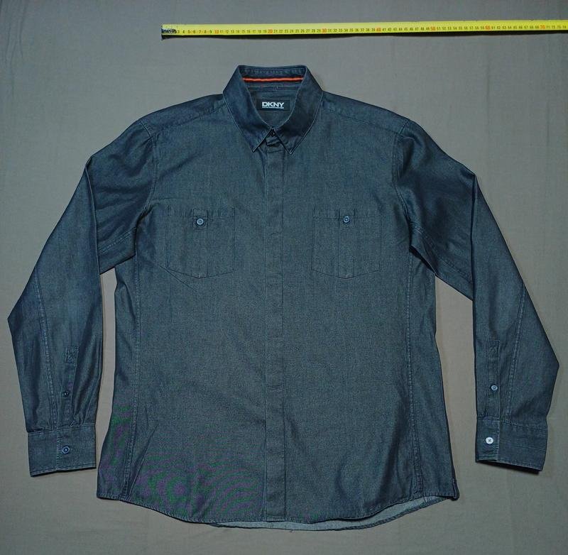 Men DKNY Shirt Grey Cotton L