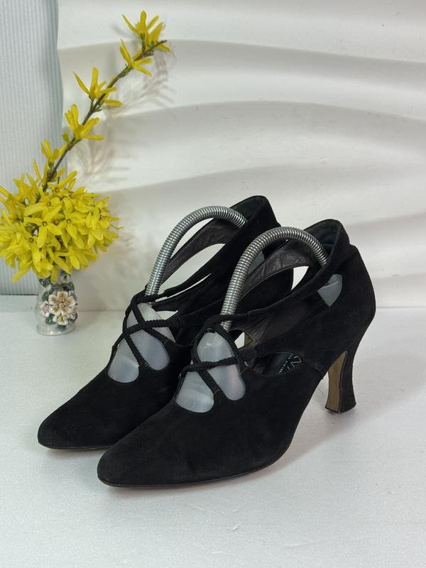 Women Heels Black Suede 38.5