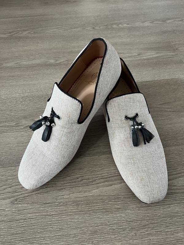 Herren Christian Louboutin Schuhe Beige Textil 44