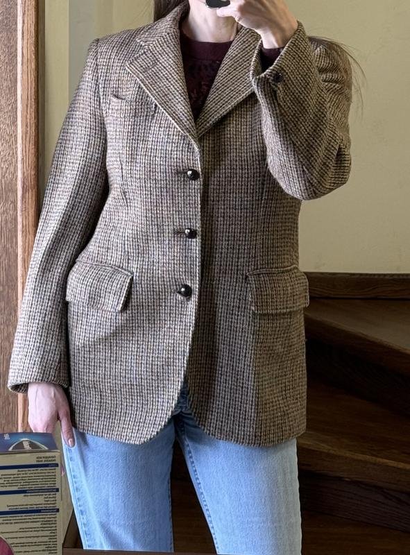 Damen Harris Tweed Jacke Braun Wolle M