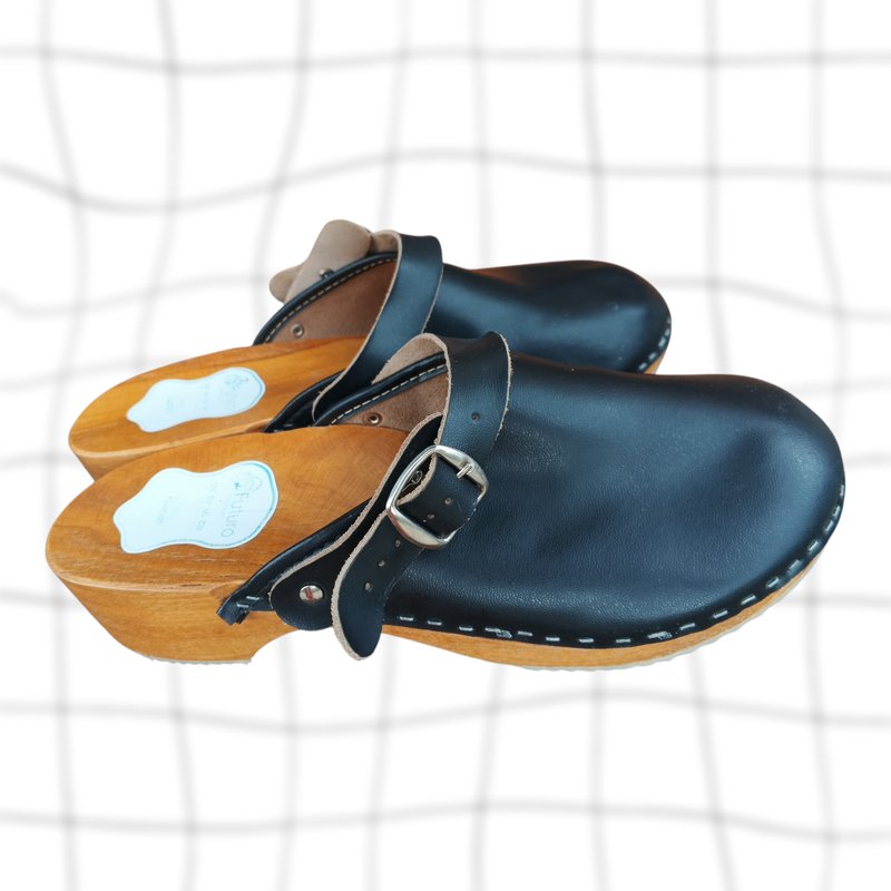 Women Clarks Clogs Black Leather 42