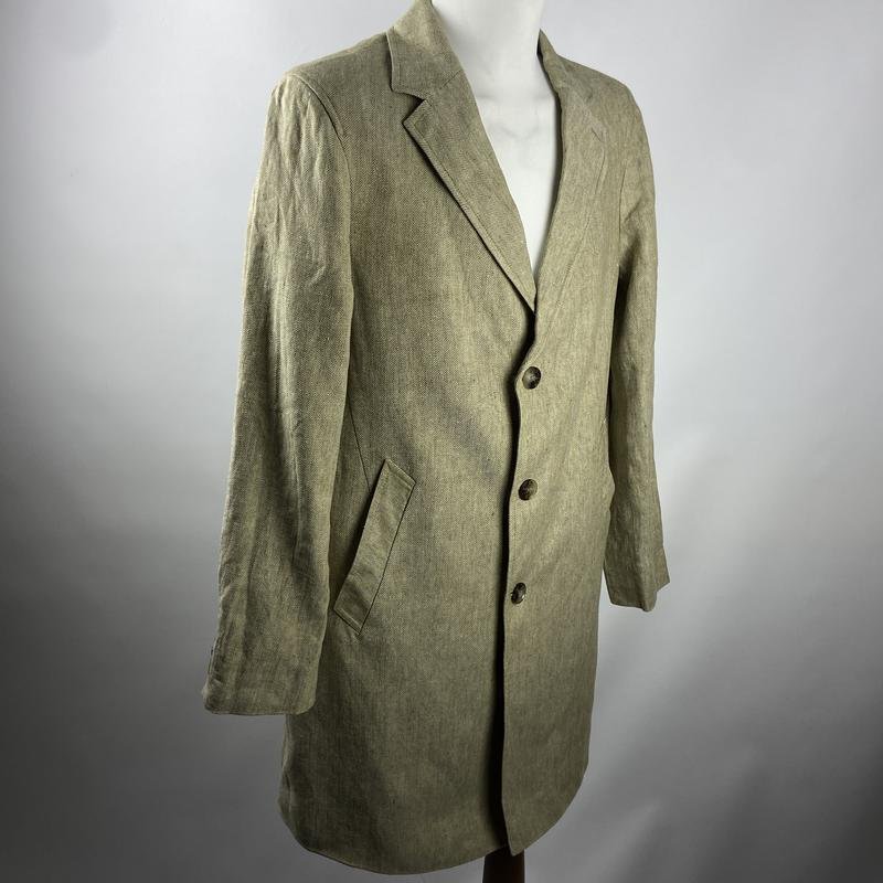 Мужской Sand Пальто Бежевый Лен XL