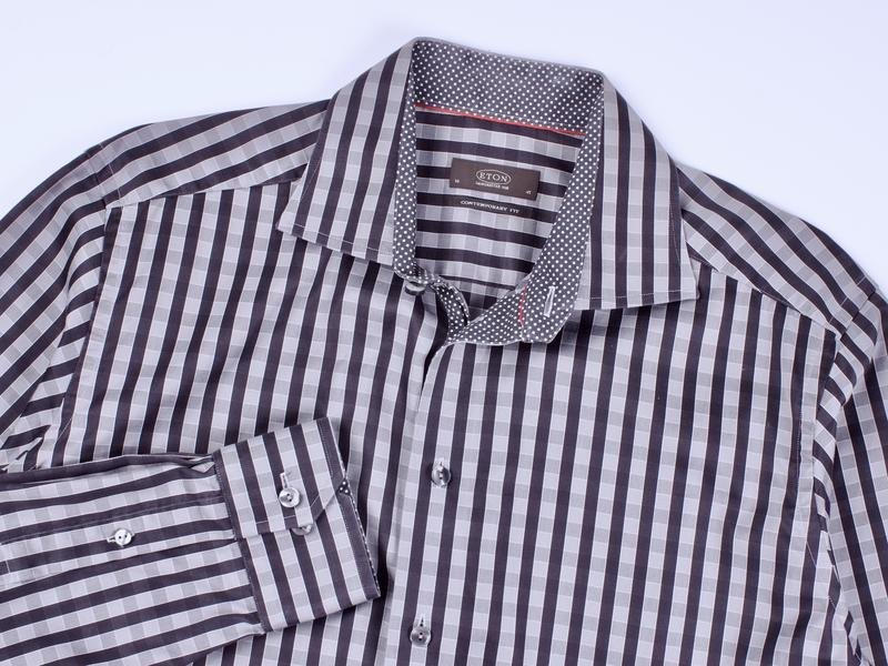 Мужская Eton Сорочка Серый Хлопок L
