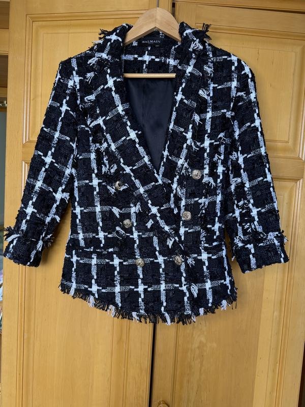 Women Balmain Blazer White Tweed 38