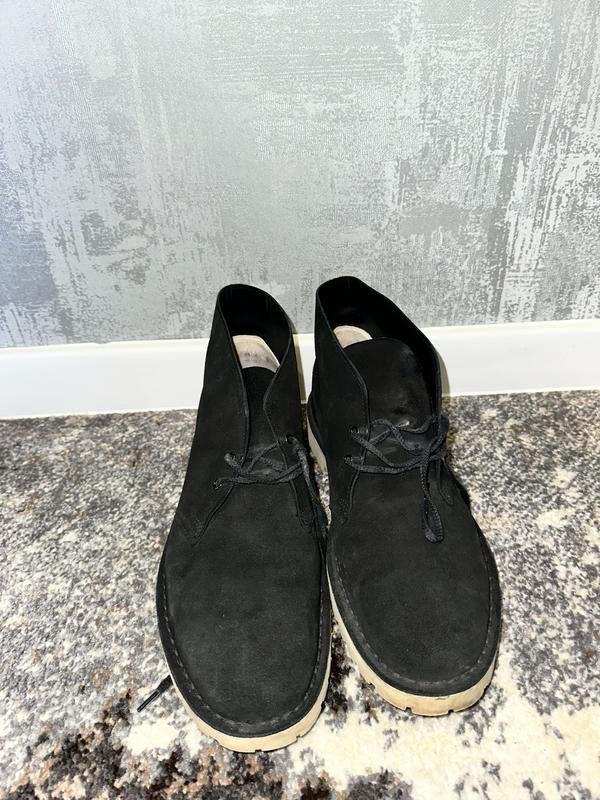 Men Clarks Boots Black Suede 45