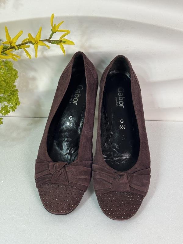 Женские Gabor Туфли Балетки Коричневые Замша 39,5