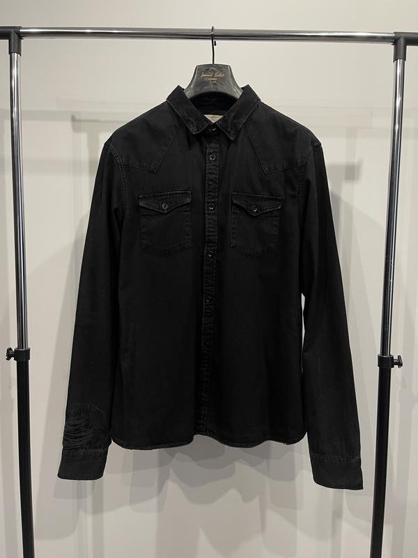 Men AllSaints Shirt Black Cotton XL