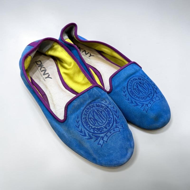 Women DKNY Loafers Yellow Suede 37