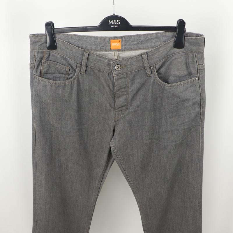 Мужские Boss Джинсы Серый Хлопок 38