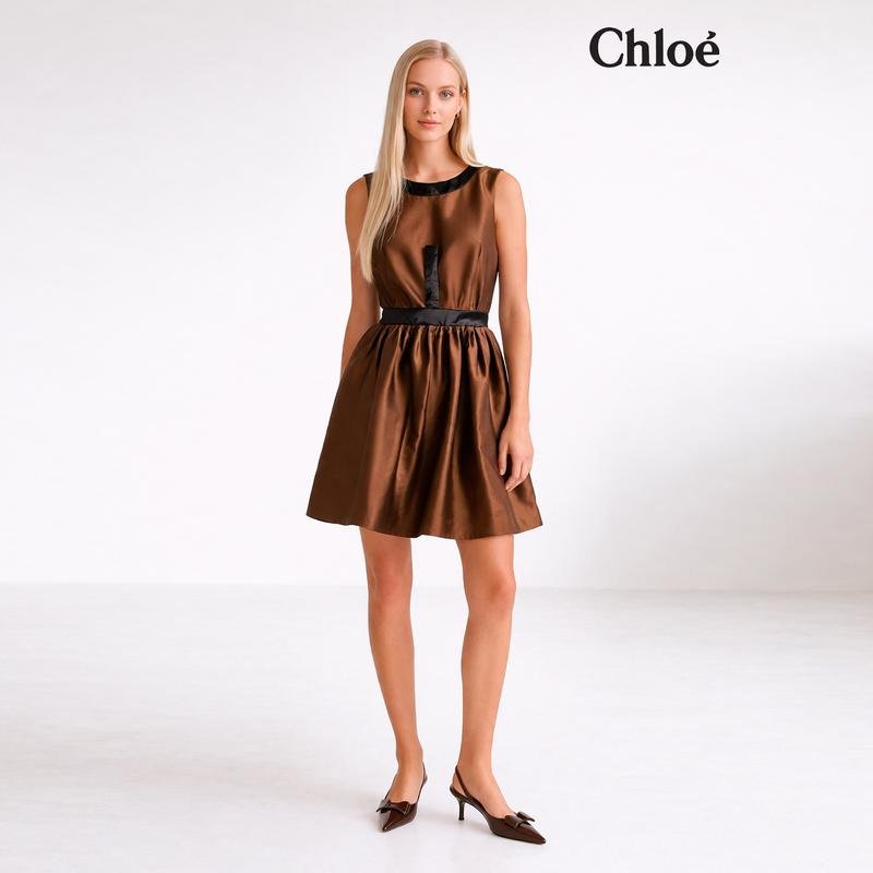 Donna Chloé Abito Nero Seta S