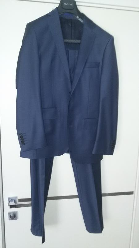 Men Cacharel Suit Navy Wool 46