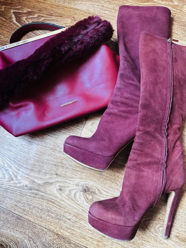 Femme Christian Dior Bottes Bourgogne Suède 35.5