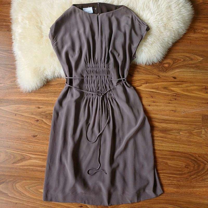 Damen Akris Kleid Grau Seide M